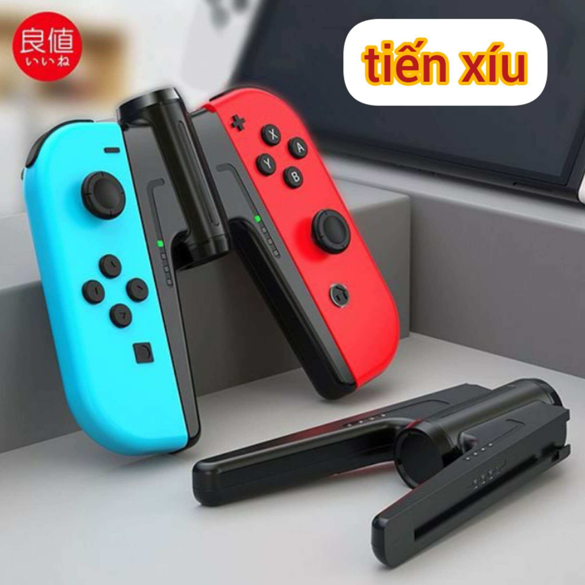 Handgrip Charing Nintendo Switch Joycon của hãng IINE 2 chức năng Grip và sạc tay Joycon bộ Grip ghép 2 tay thành 1 kiêm sạc joycon nintendo switch Strap Oled v1 v2 của hãng iine