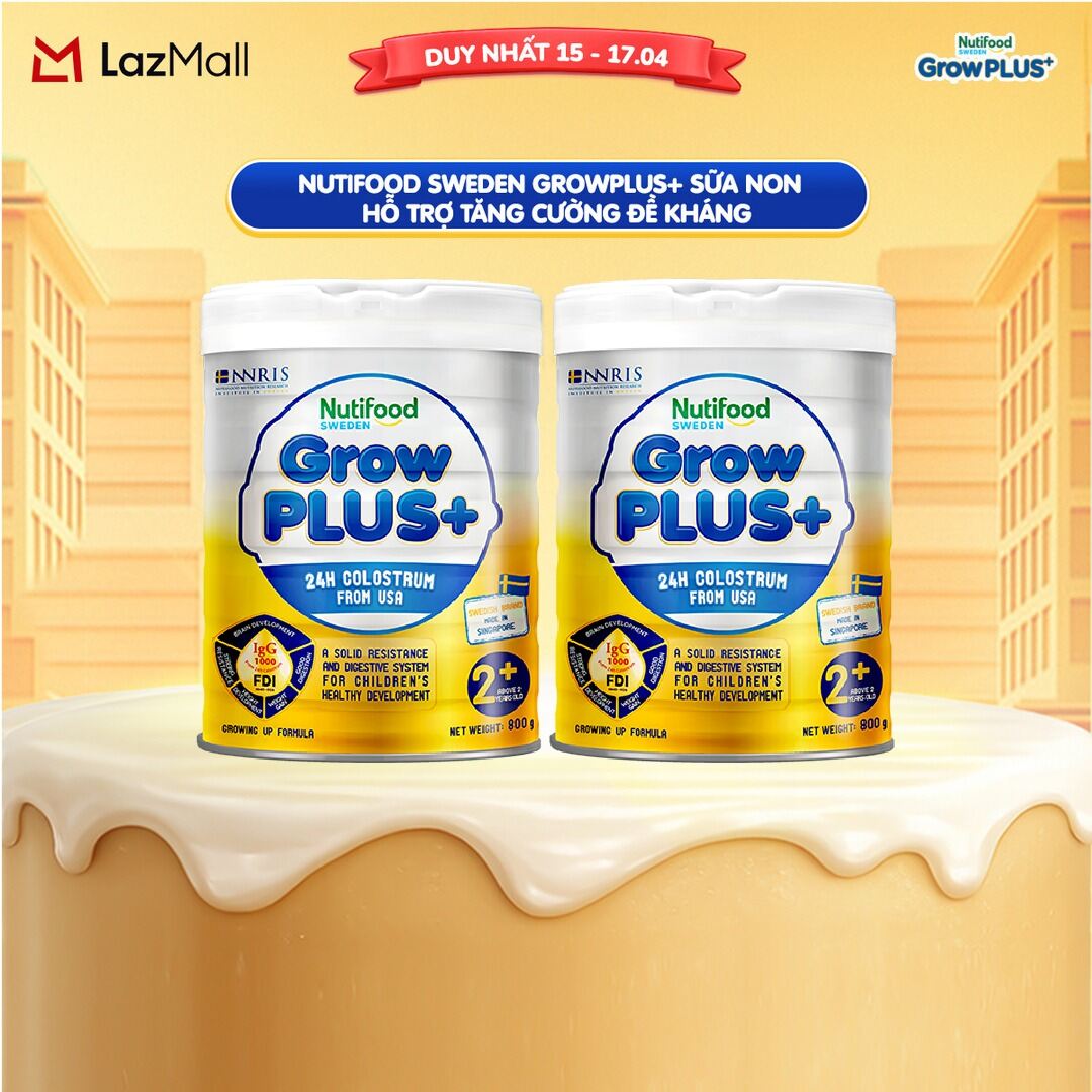 Combo 2 Sữa non GrowPLUS+ (vàng) - Hỗ trợ tăng cường đề kháng trên 2 tuổi Singapore tăng cường hệ miễn dịch và hấp thu chất dinh dưỡng (2lon x Lon 800g) - Grow Plus+