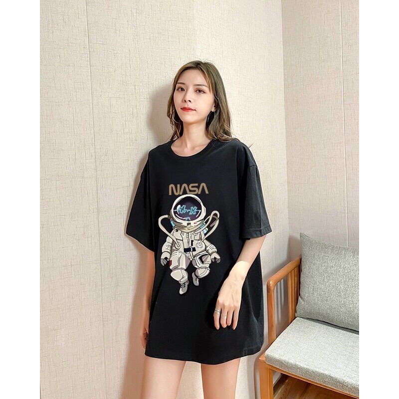 Áo thun nam cổ tròn form rộng streetwear áo phông nam form rộng basic cotton oversize in phi hành gia tv40