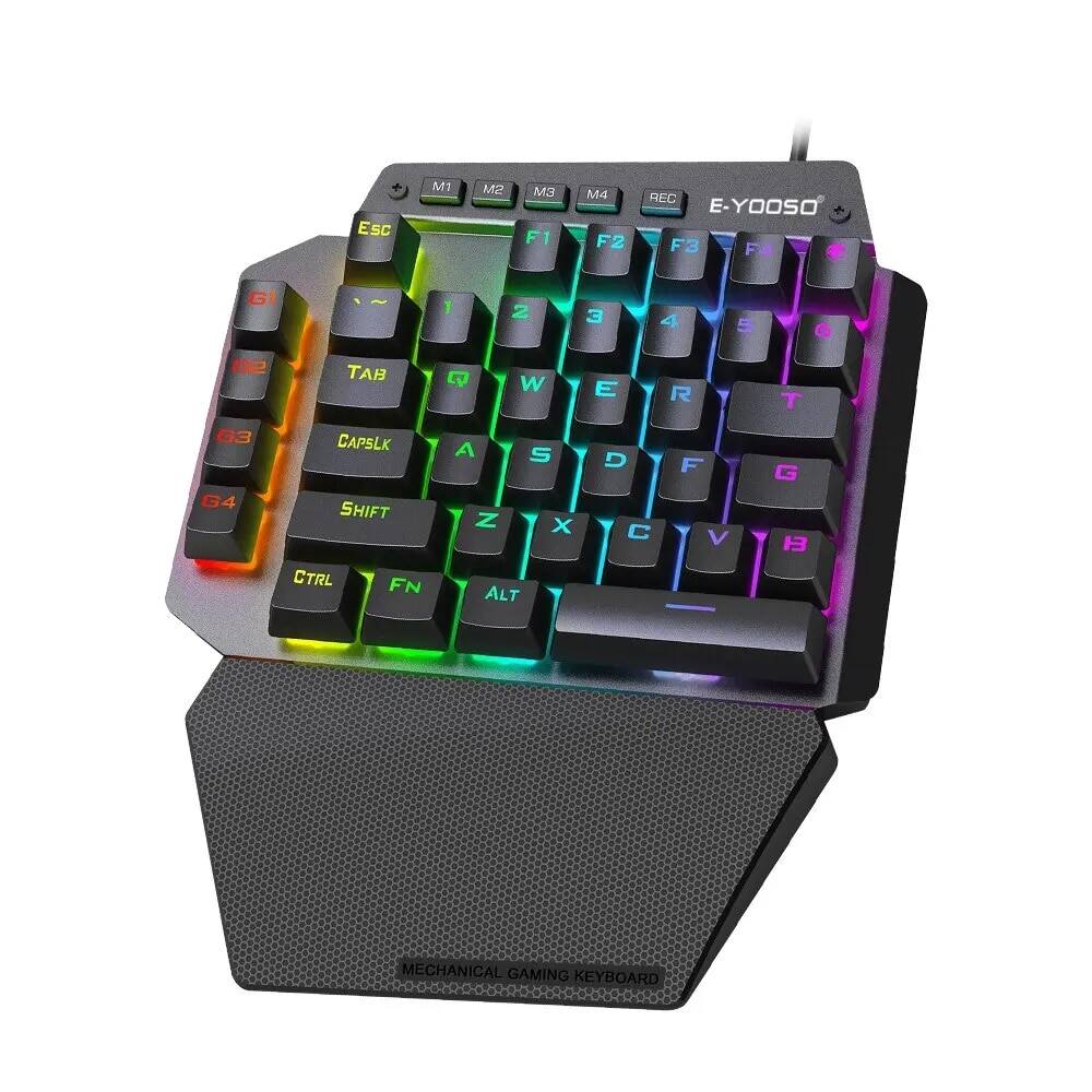 E-yooso k700 rgb bàn phím cơ chơi game một tay 44 phím có thể lập trình với công tắc màu đỏ cho máy tính laptop máy tính bảng