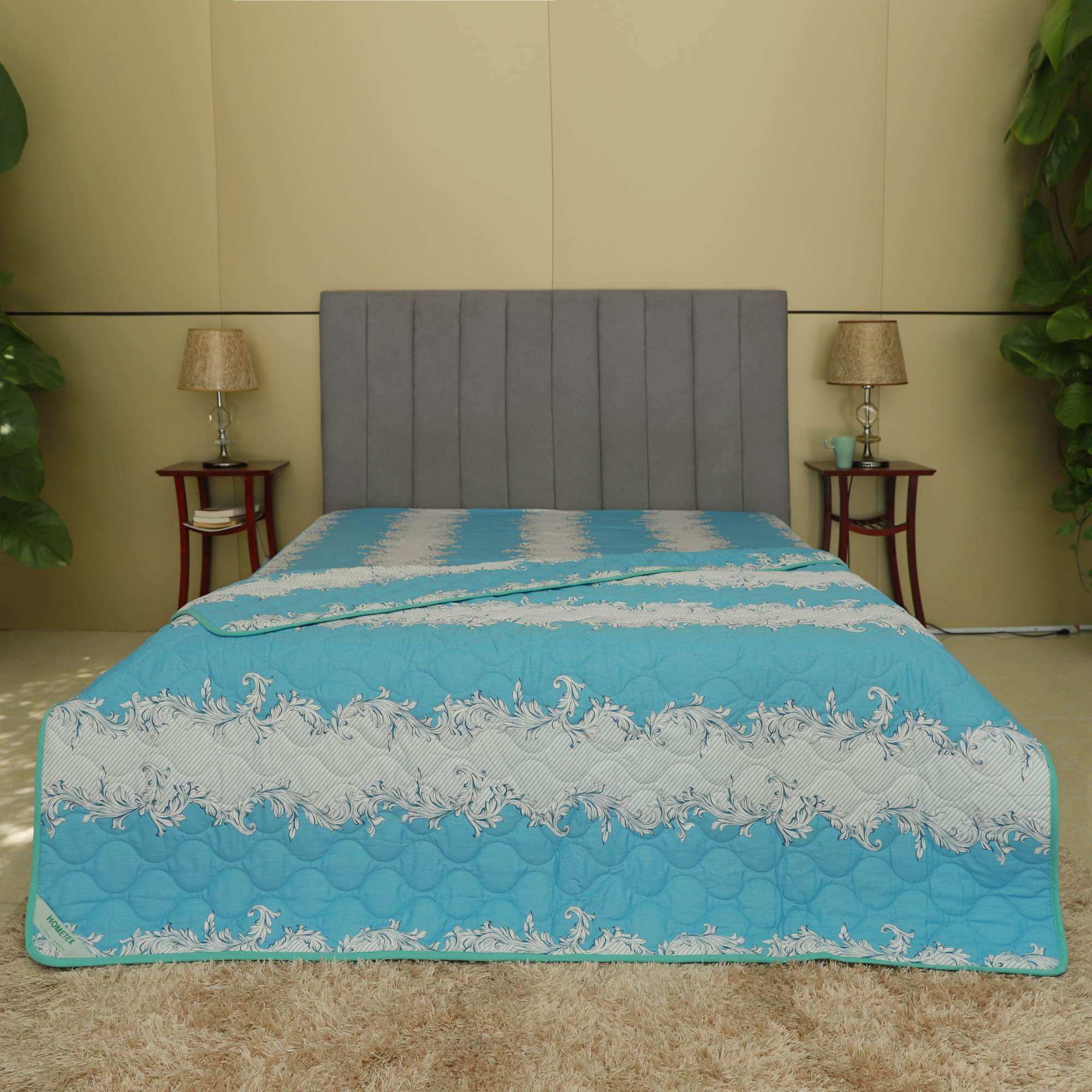 Chăn chần gòn cotton hoa Hometex 1.6x200,1.8x2m, mền đắp