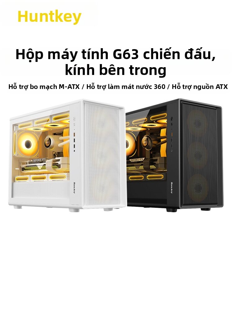 HUNTKEY | Quick Disassembly Glass Side Panel 360 Water Cooling Support M-ATX Computer Case Giá 1,222,000 Đồng*Miễn phí vận chuyển
