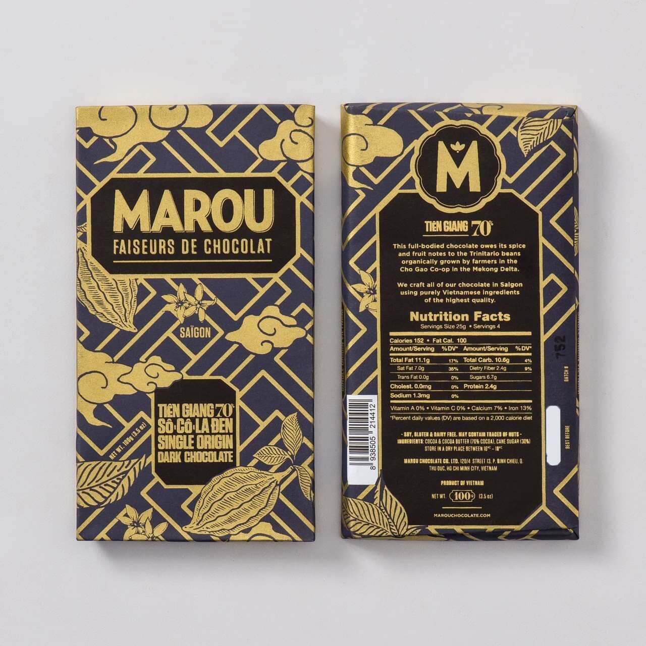 socola Marou Tiền Giang 70% cacao thanh 80g