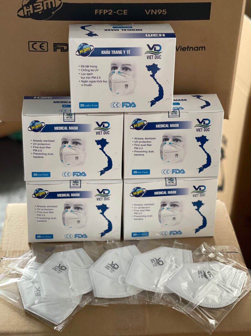 Khẩu trang việt đức n95 1 hộp 20 cái
