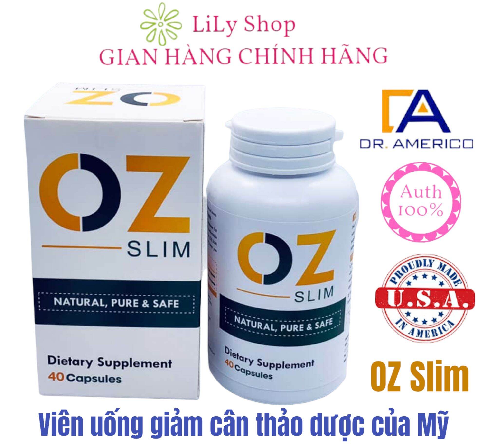 Viên uống giảm cân ,đốt mỡ thừa oz slim hộp 40 viên