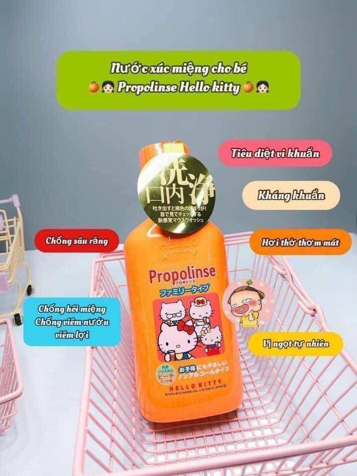 Nước súc miệng Hello Kitty Propolinse Nhật Bản 400ml cho bé