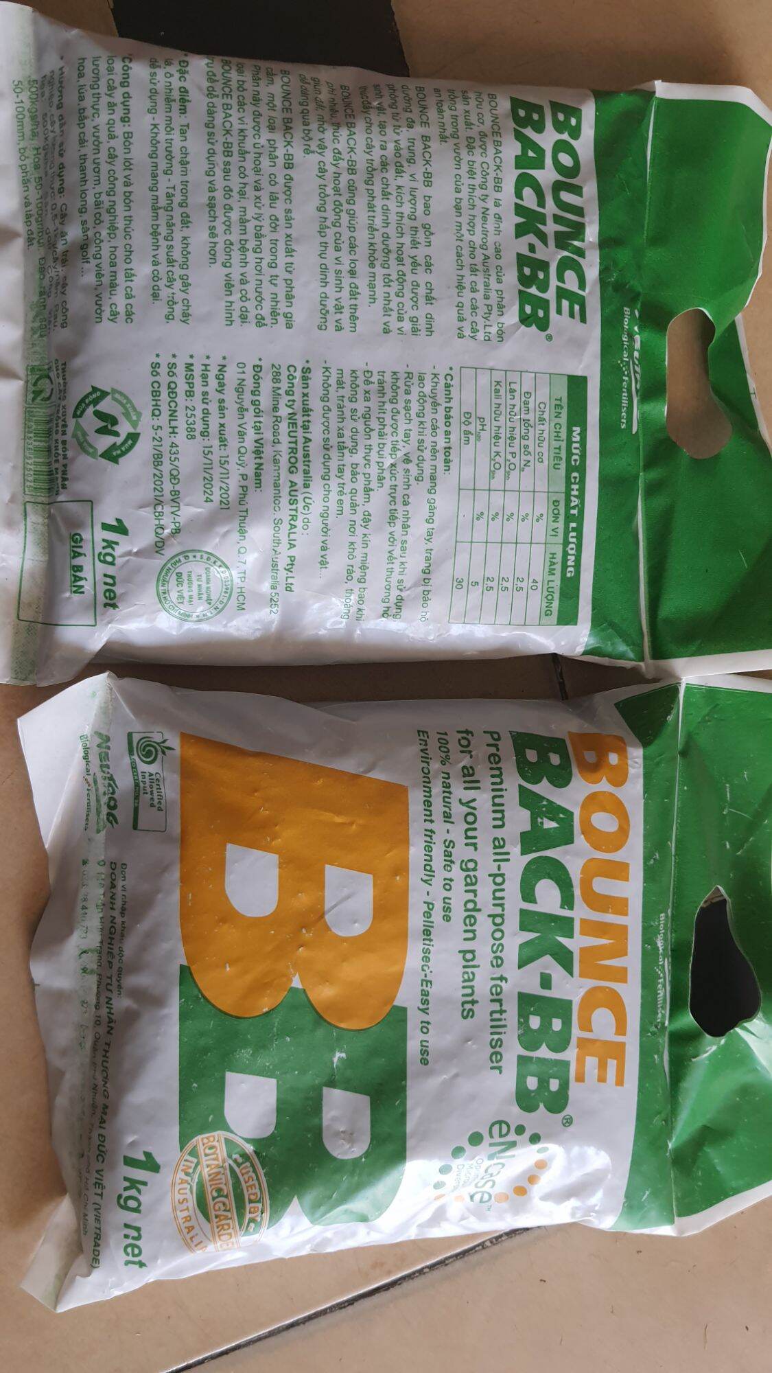 1kg phân bón hữu cơ đậm đặc Bounce Back nhập khẩu Úc.