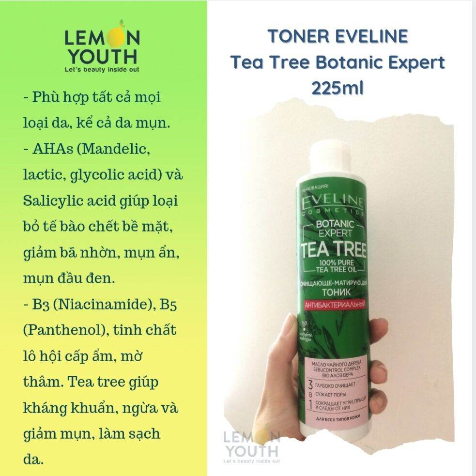 Toner acid Eveline Tea tree làm sạch sâu