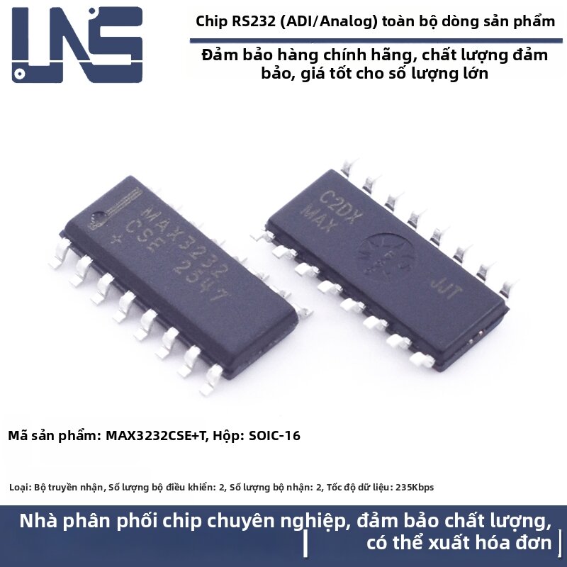 Low Power 235Kbps RS232 Transceiver Chip SOIC-16 Giá 67,000 Đồng*Miễn phí vận chuyển