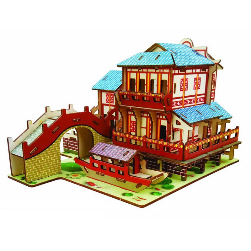 Mô hình thị trấn nước Giang Nam - đồ chơi lắp ráp 3D