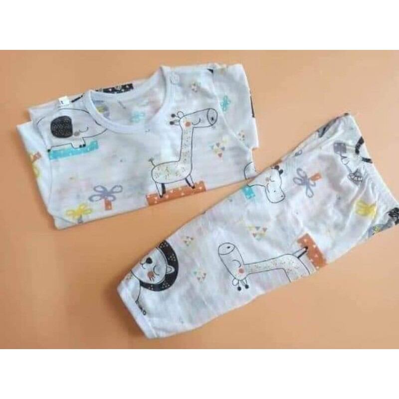 Combo 5 bộ dài  tay cotton sợi tre cho bé yêu