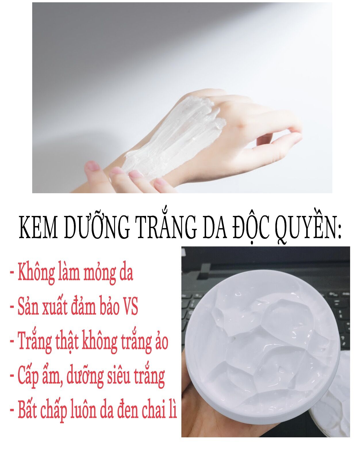 [ CAM KẾT BẬT TONE SAU 1H ] KEM DƯỠNG TRẮNG DA BODY KHÔNG BÀO MÒN DA