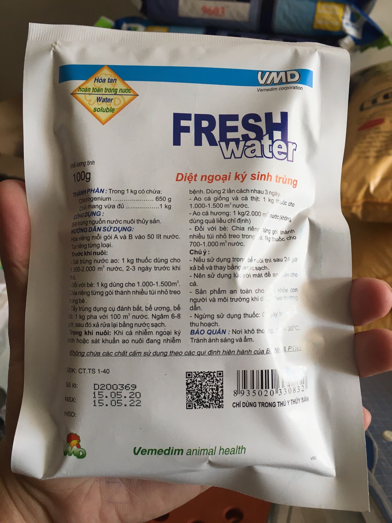 Ký sinh trùng trên cá fresh water 100g / gói
