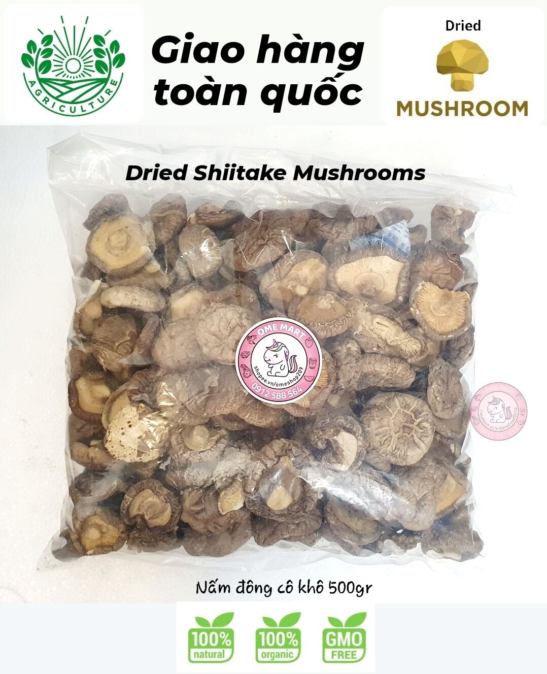 Nấm Đông Cô Khô / Dried Shiitake Mushrooms 100gr - giao hàng toàn quốc