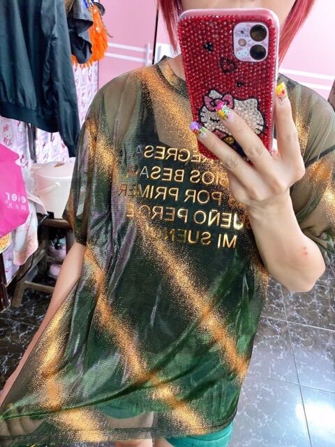Set áo lưới bling bling nhũ màu