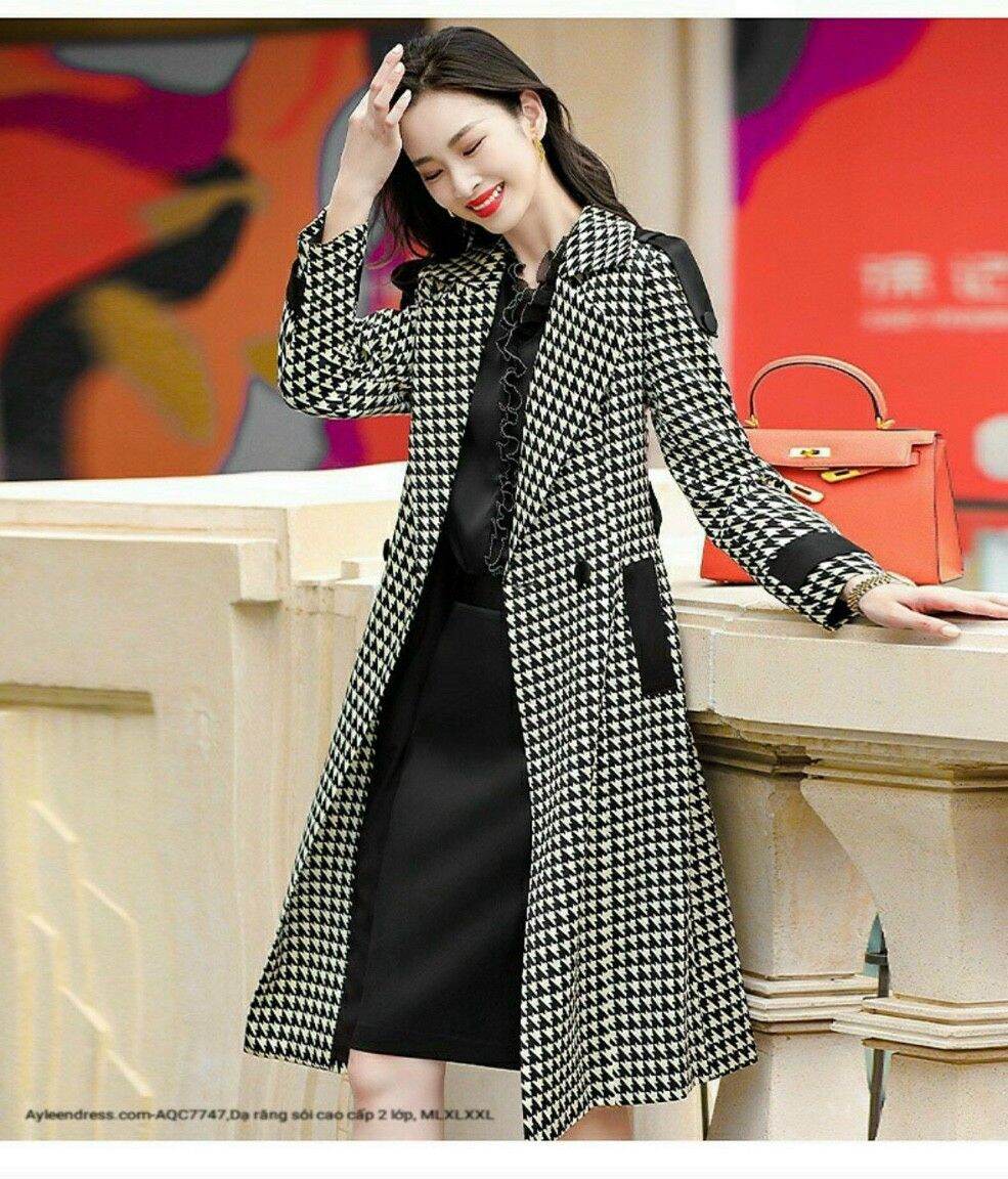 HÀNG NHẬP ÁO KHOÁC DẠ CARO CỔ VEST