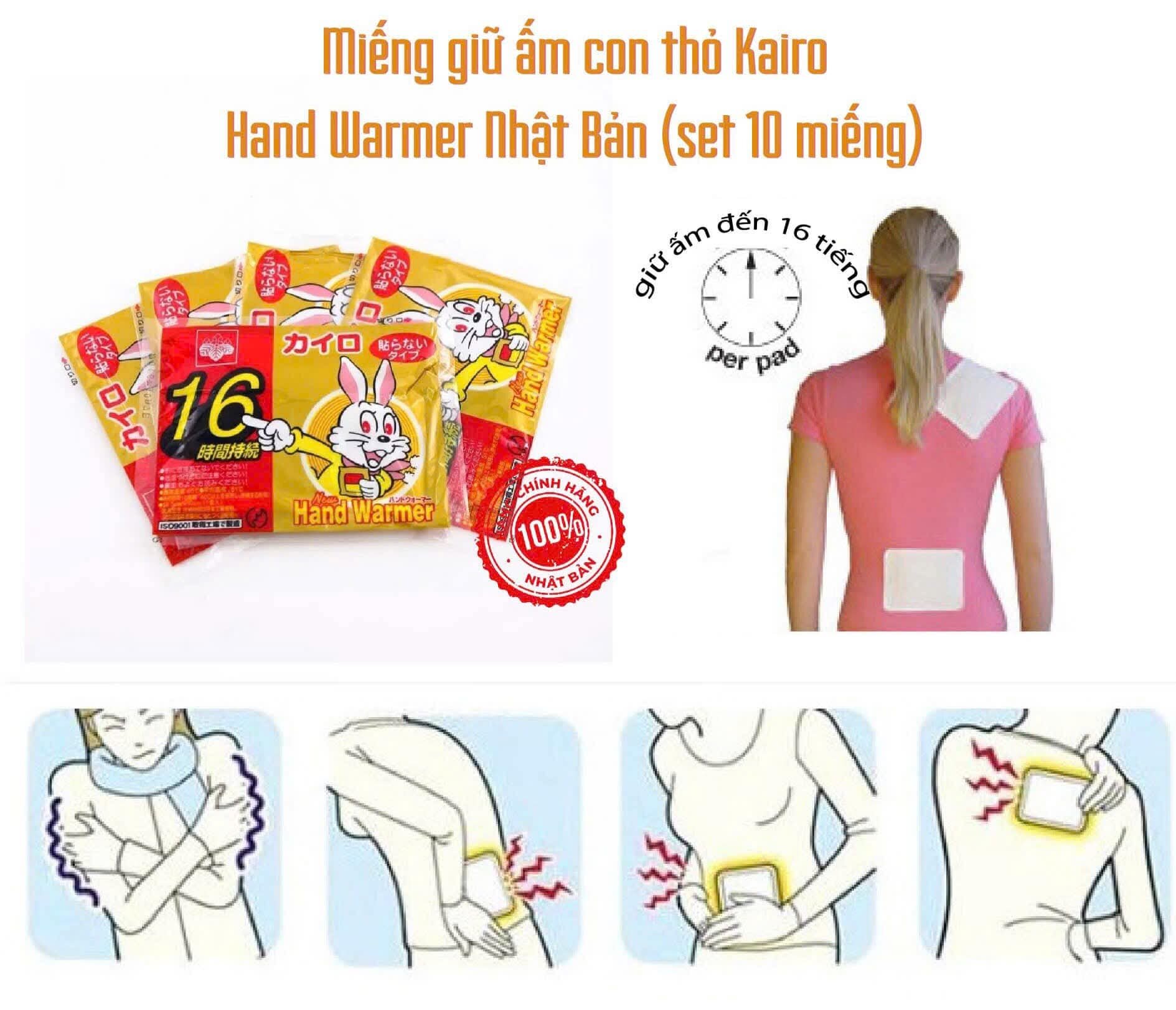Miếng dán giữ nhiệt Nhật Bản Hand Warmer - Giữ Ấm liên tục 16 tiếng (Túi 10miếng)