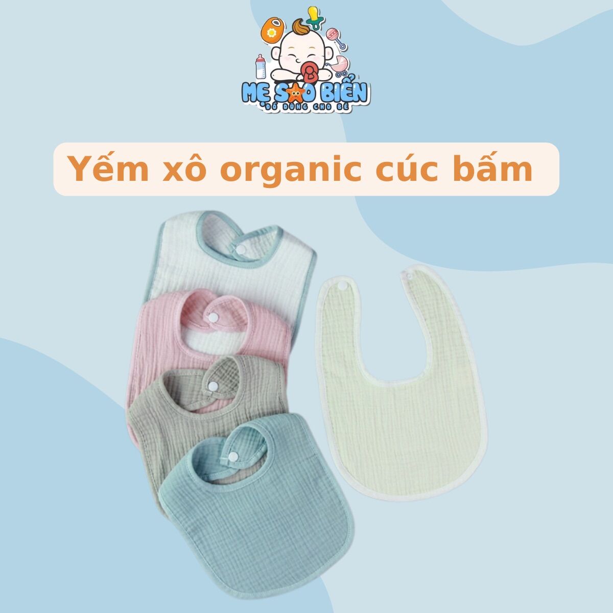 Yếm xô Organic cho bé cúc bấm