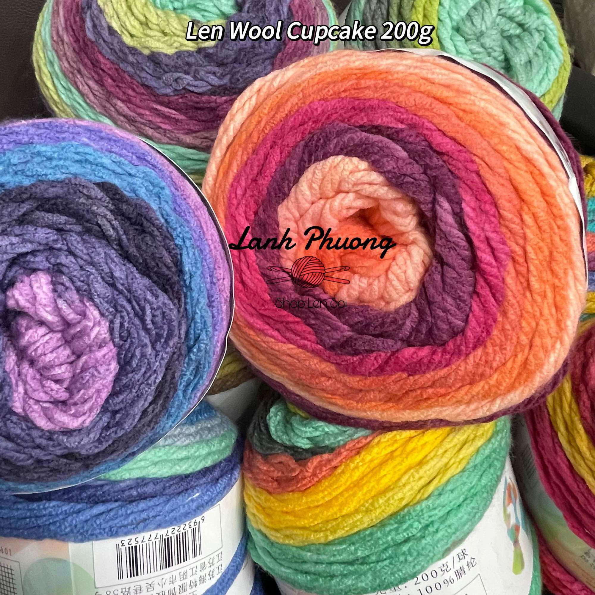 Len Wool Cupcake Sợi To 200g