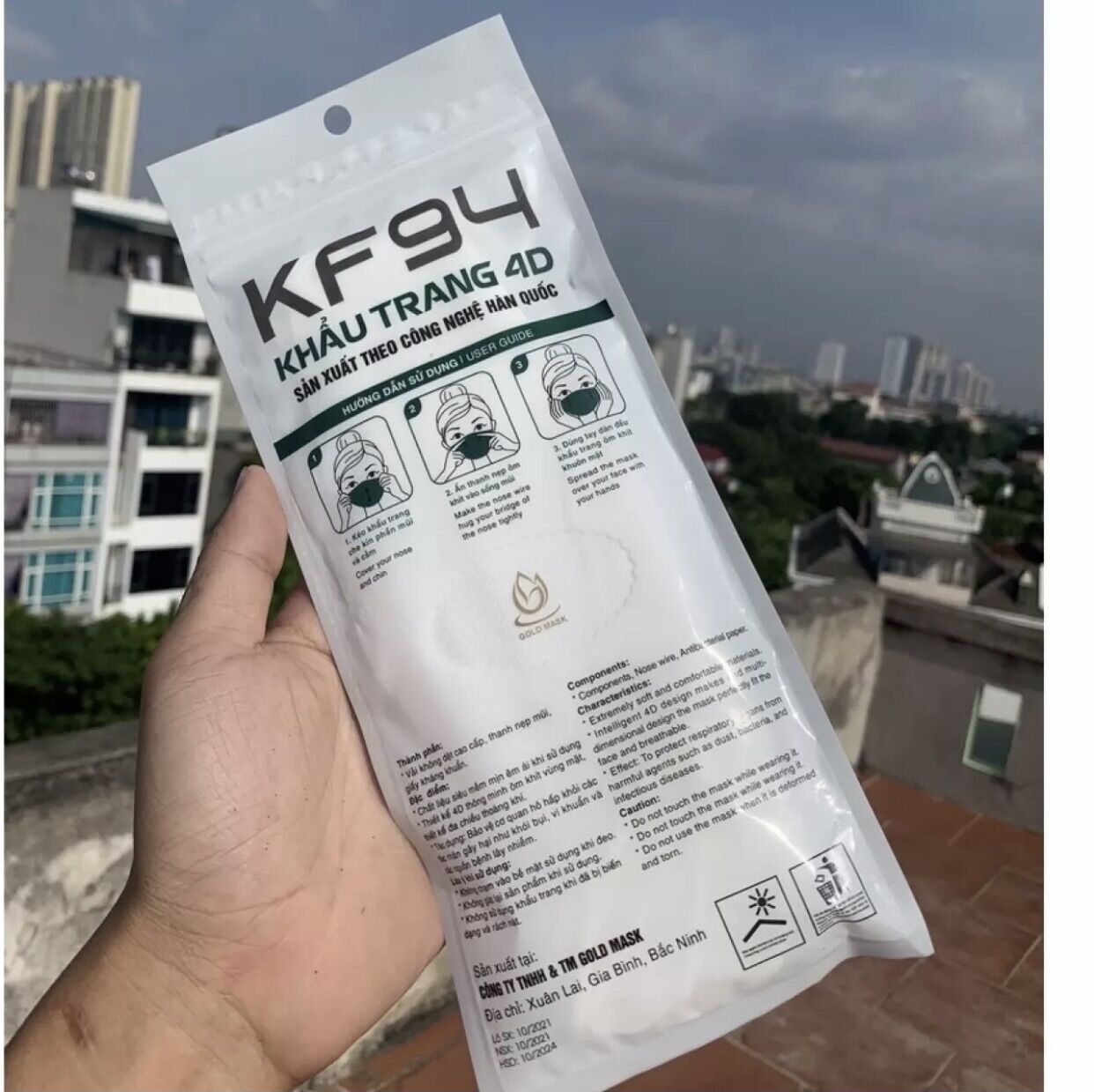 Khẩu trang 4d kf94 gold mask (300 chiếc)