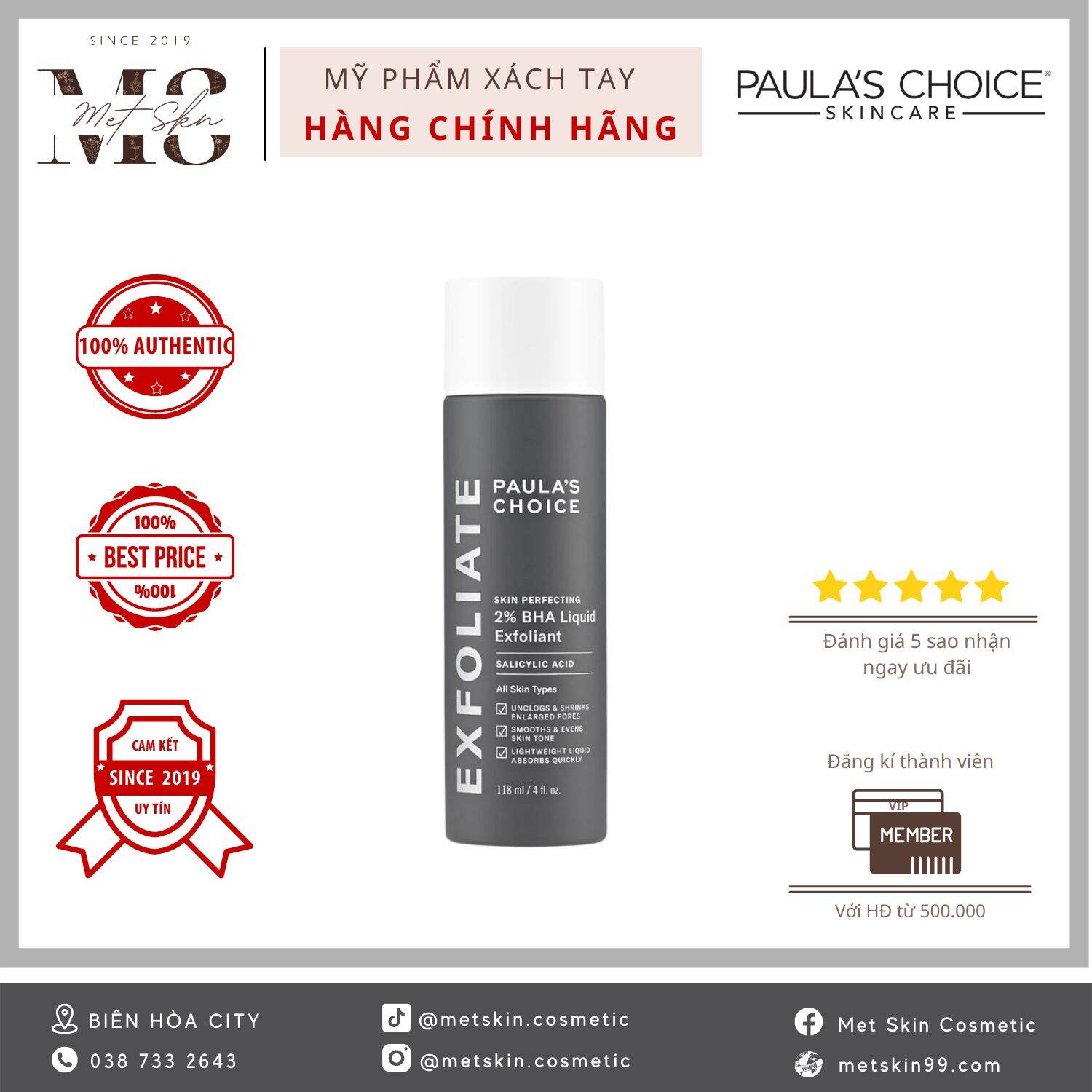 [ Pre Order ] Tẩy Tế Bào Chết Bha 2% Liquid Paula Choice