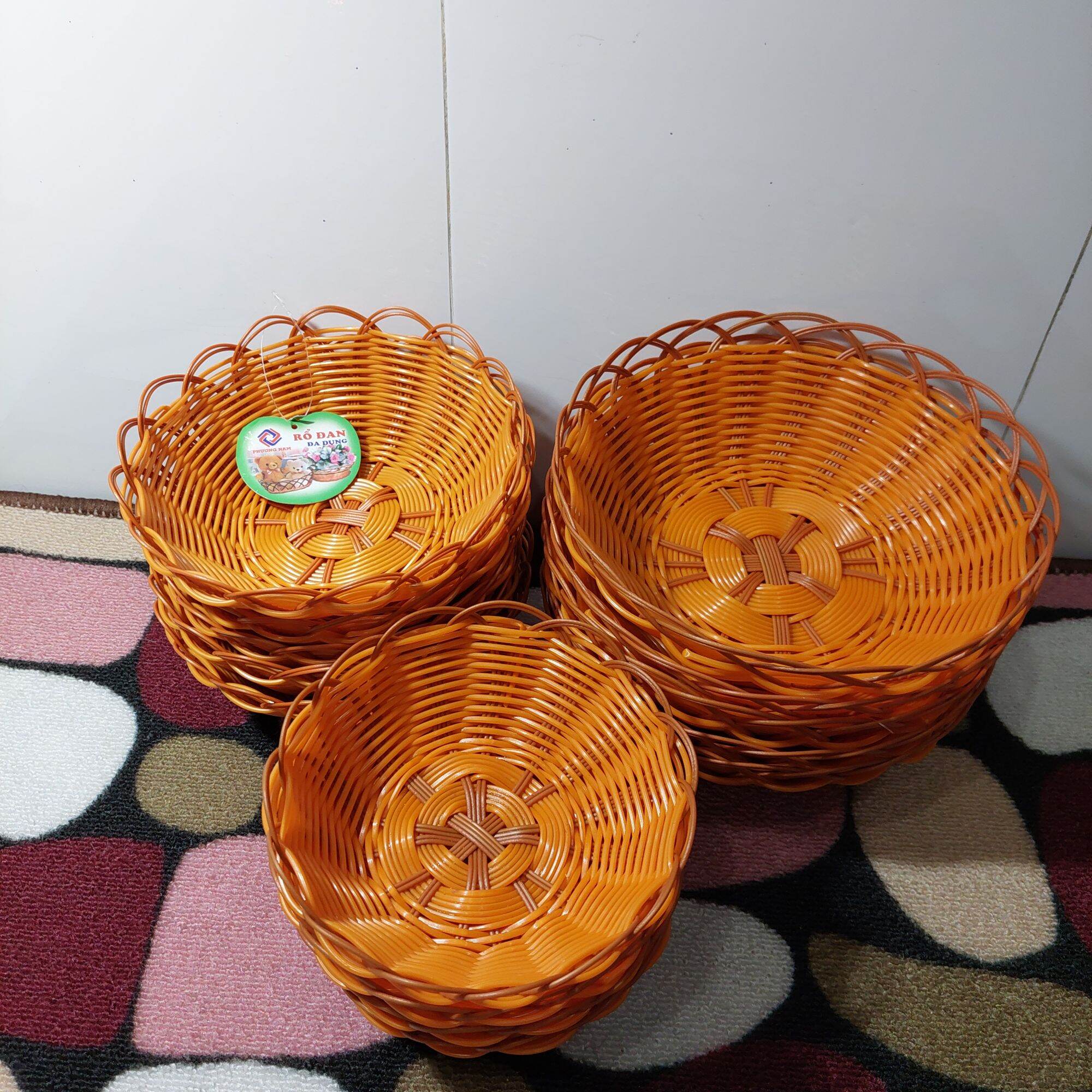 Rổ nhựa đan giả mây sâu lòng