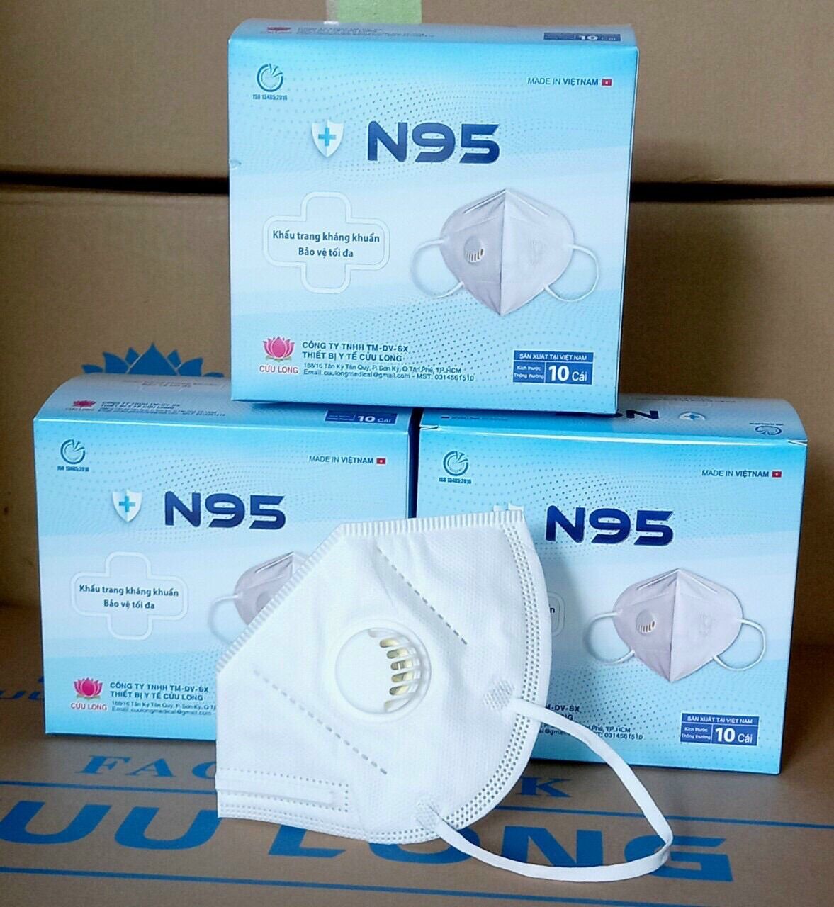 5 hộp khẩu trang n95 có van thở cửu long