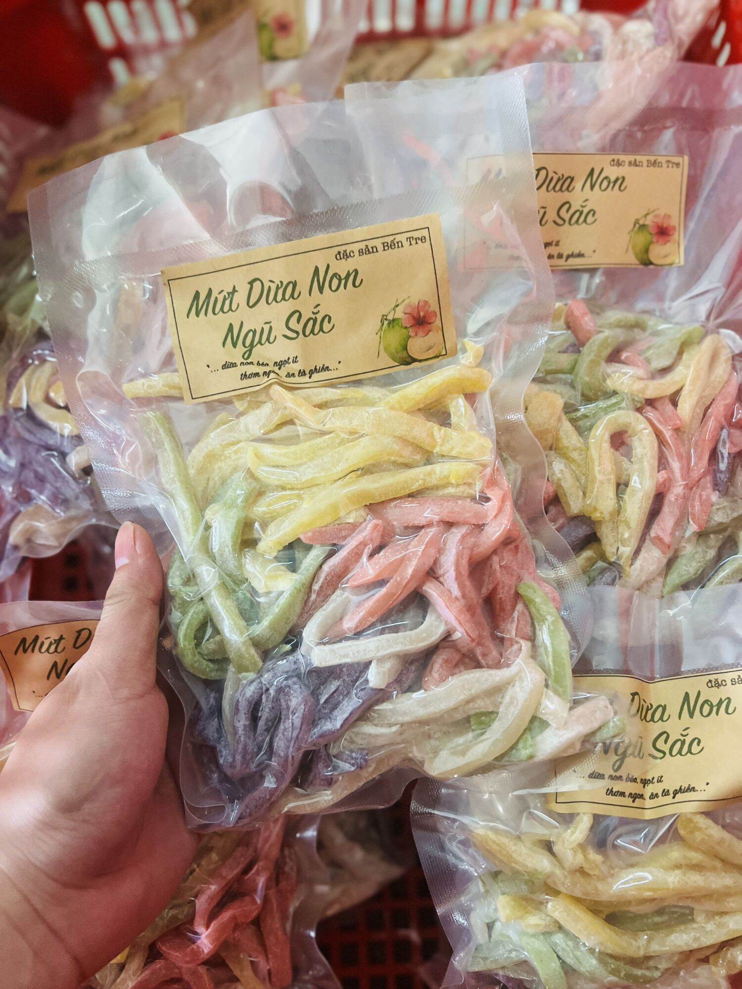 Túi 500g mứt dừa non ngũ sắc - mứt dừa- mứt tết- bánh kẹo