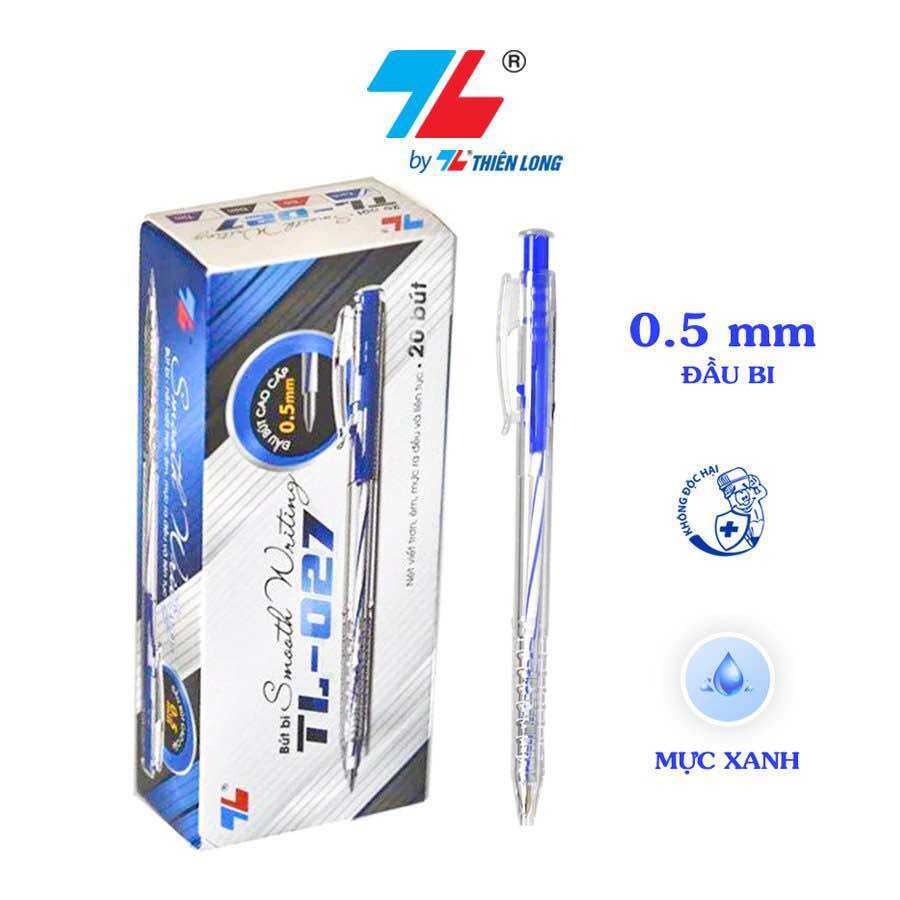 Hộp 20 cây bút bi Thiên Long TL - 027 Đủ màu