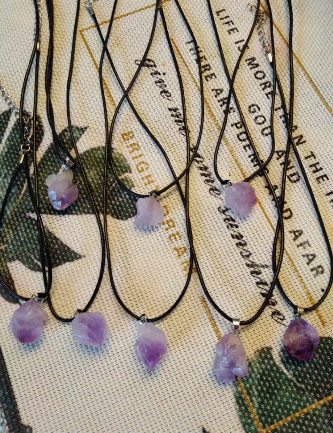 Dây chuyền thạch anh tím Amethyst thô