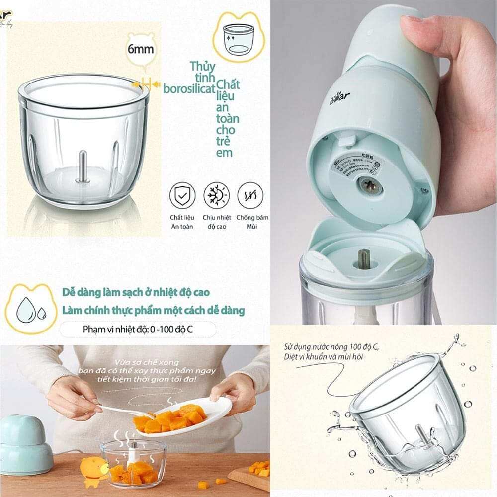 Cối thủy tinh thay thế máy xay bear 0.3l
