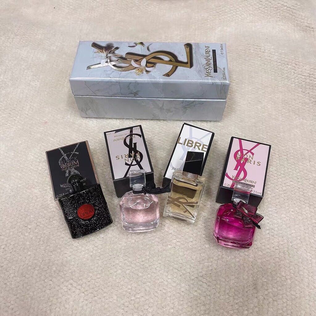 Set nước hoa ysl saint laurent phiên bản q black opium reversal paris free water hộp quà 7,5ml x4