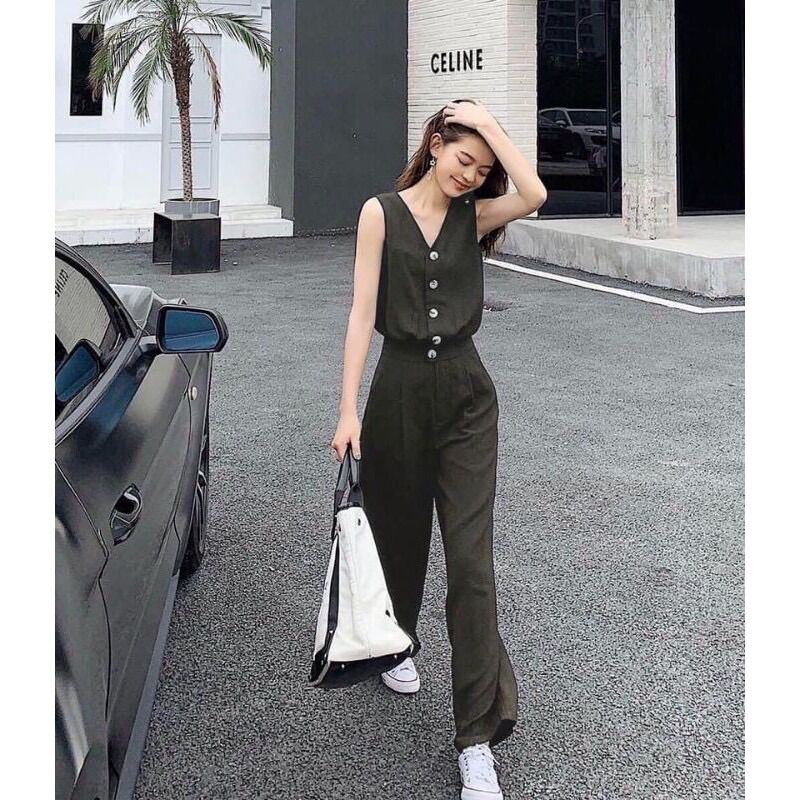 Set bộ quần ống suông vải đũi siêu đẹp