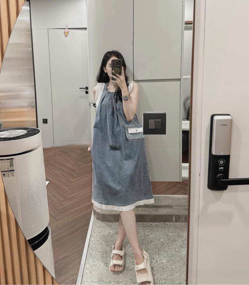 Váy đầm xuông phối viền kh