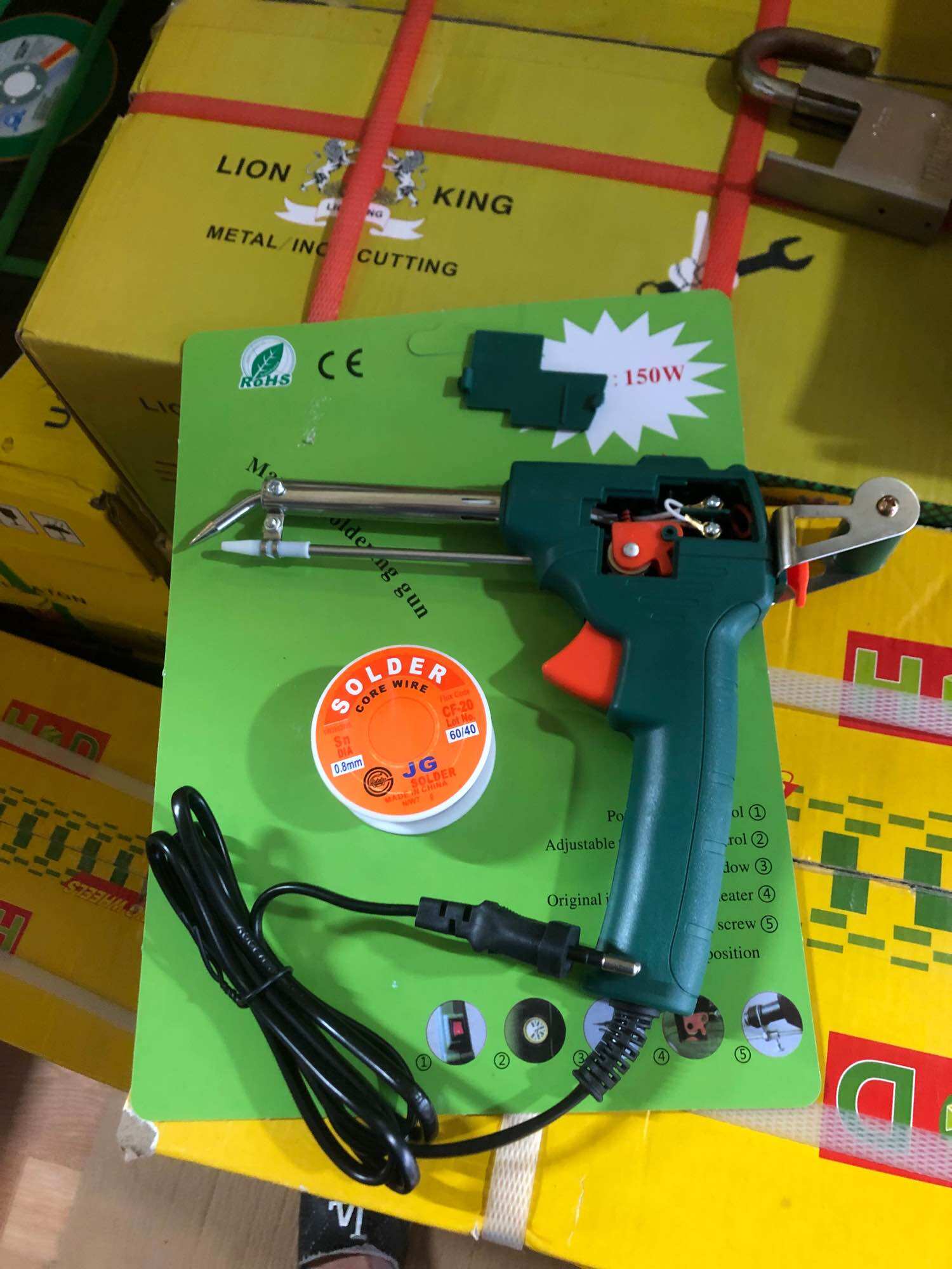 Mỏ hàn thiếc 150W -máy hàn thiếc tự đẩy thiếc tặng