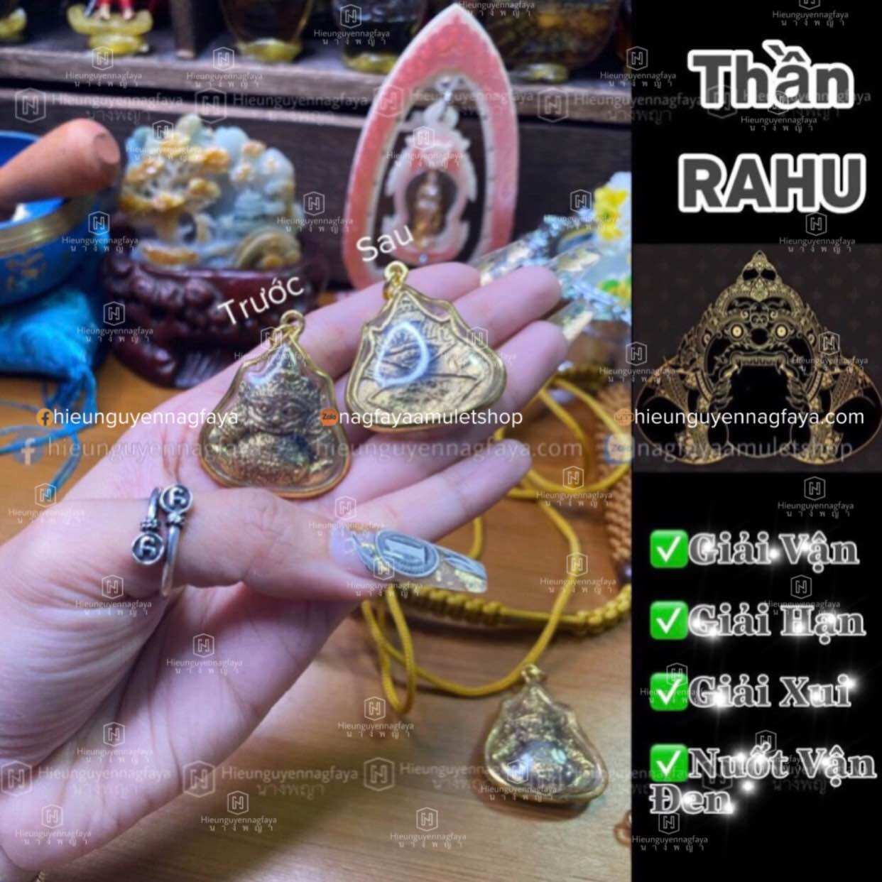 [[HÀNG THẬT]] Mặt Dây Chuyền Đeo Cổ Rahu Đen [hieunguyennagfaya]