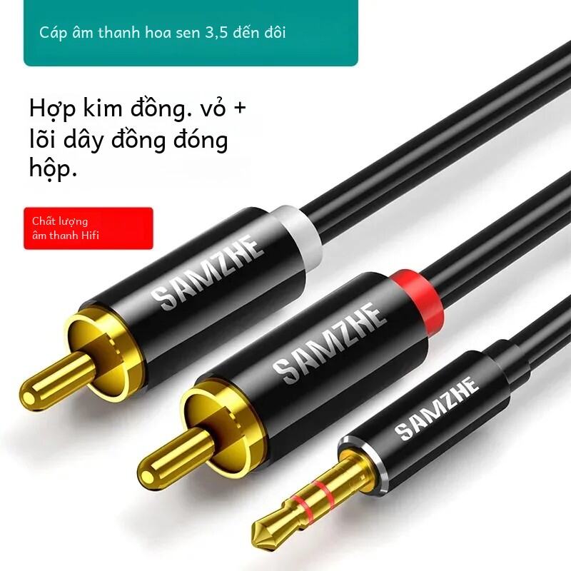 Cáp Chia Âm Thanh Mountain Valley 10m 3,5mm Sang RCA/Lotus Kép Cho Kết Nối Loa Điện Tử Xe Máy