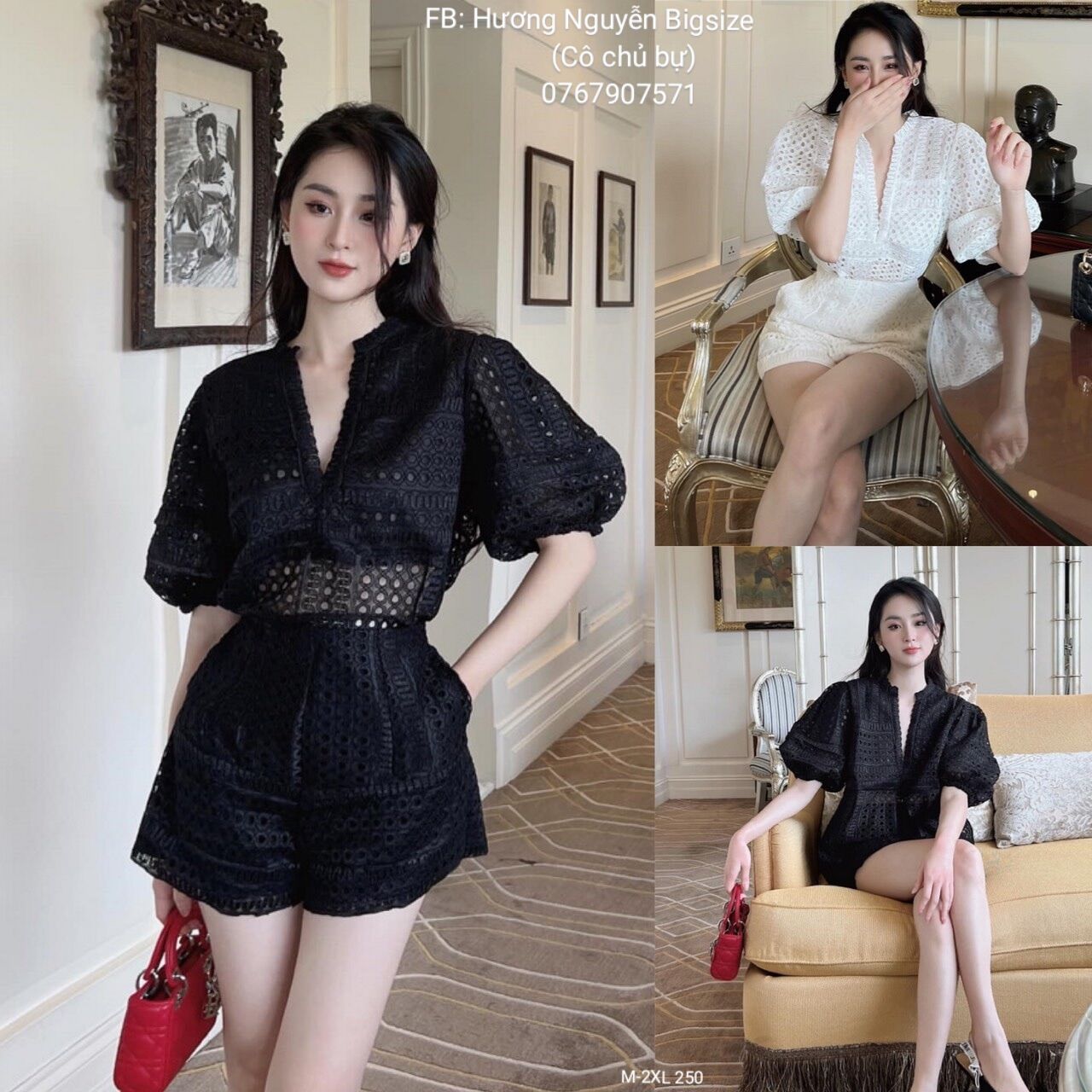 50-90kg bigsize set ren tiểu thư cổ v