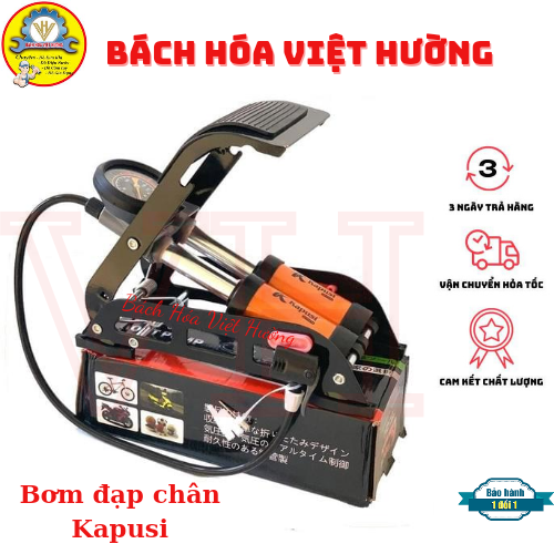 Bơm đạp chân đa năng 2 ống hiệu Kapusi công nghệ Nhật Bản, bơm xe đạp, xe máy, ô tô, bơm chân 2 pitton
