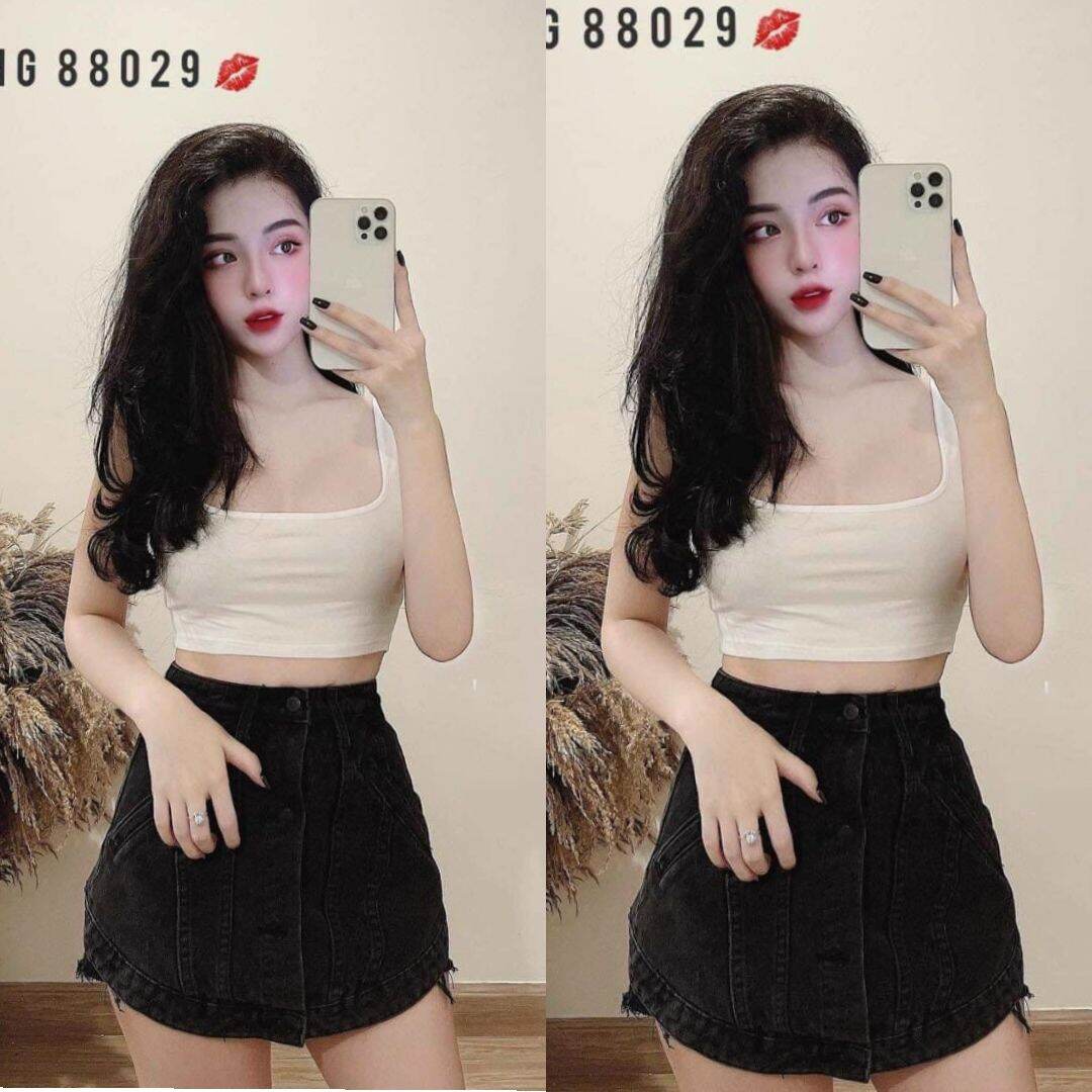 [HCM]Áo Croptop 3 Lỗ cổ U Hở Lưng Sexy