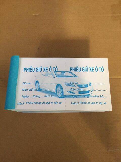 Combo 10 quyển - phiếu giữ xe ôtô