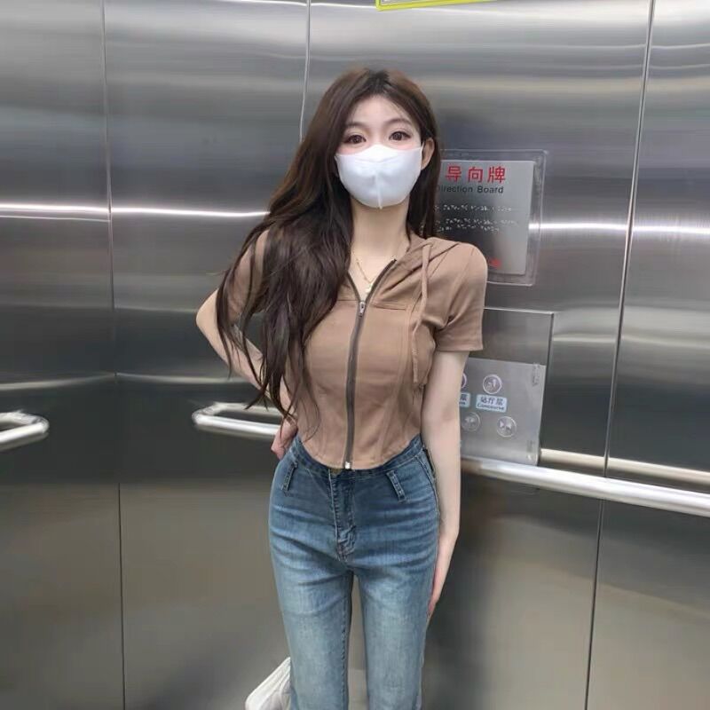 [HÀNG HOT] Áo Croptop Có Nón Thun Gân Siêu Xinh Xắn