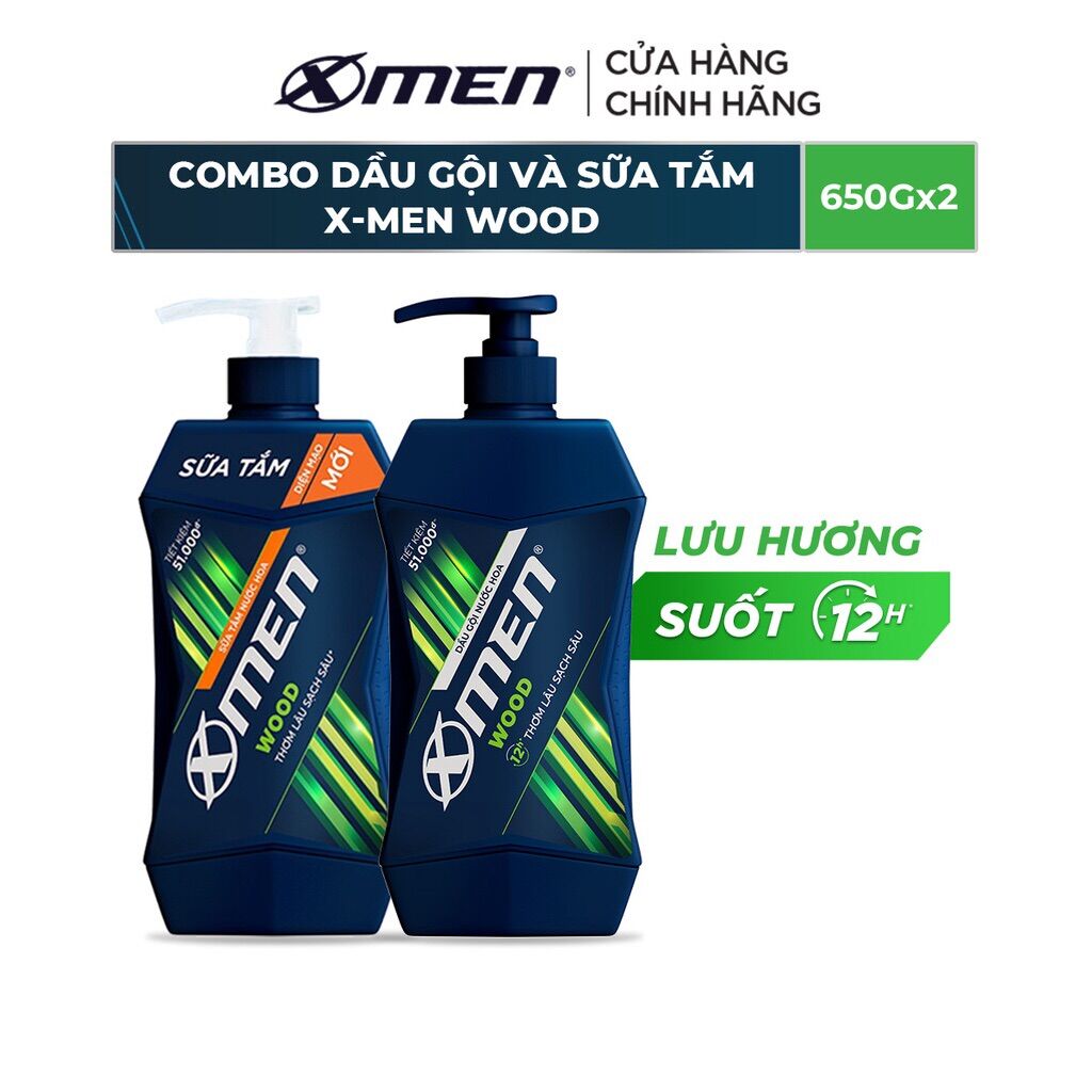 Combo dầu gội nước hoa xmen wood 650g & sữa tắm nước hoa wood 650g