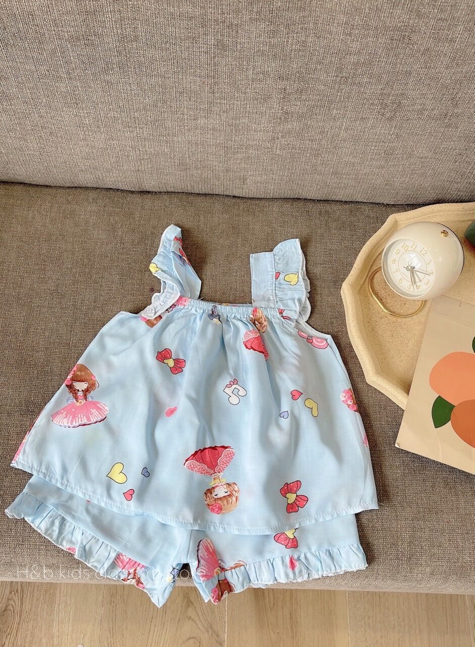 Bộ lanh lụa cánh tiên cho bé gái