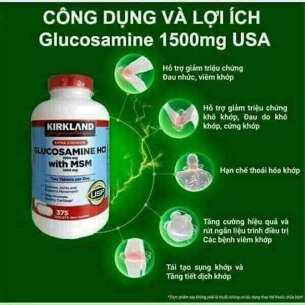 Viên uống xương khớp  glucosamine HCl 1500mg with MSM 1500mg 375 viên