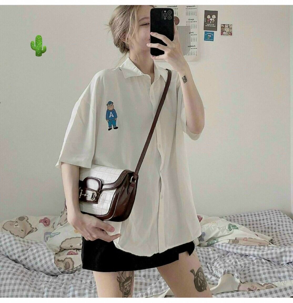 ÁO SƠ MI IN HÌNH GẤU A