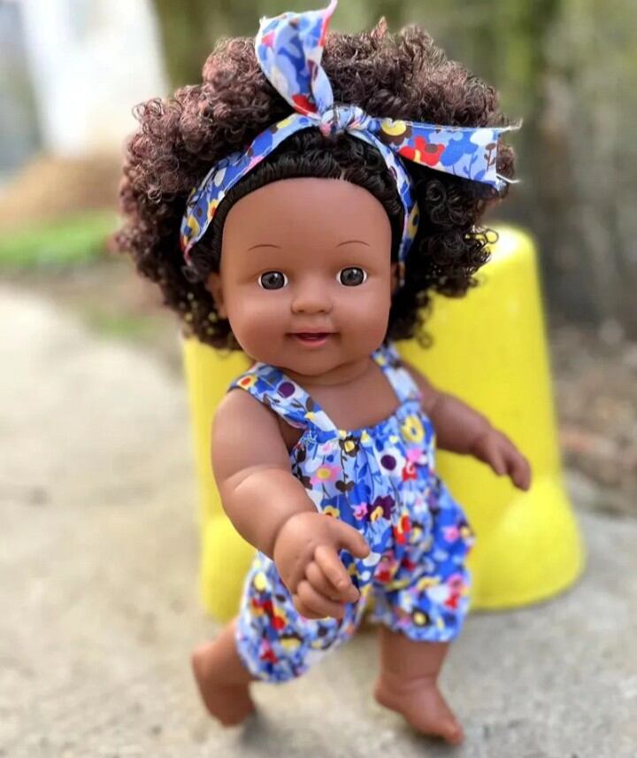Mô hình đồ chơi Búp Bê "African doll" silicone 20cm cho Bé(Em Bé Búp Bê Châu Phi)