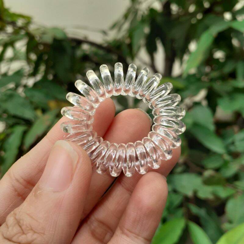 Túi 10 Lò xo cột tóc màu trắng trong suốt (Cở 2.5cm)