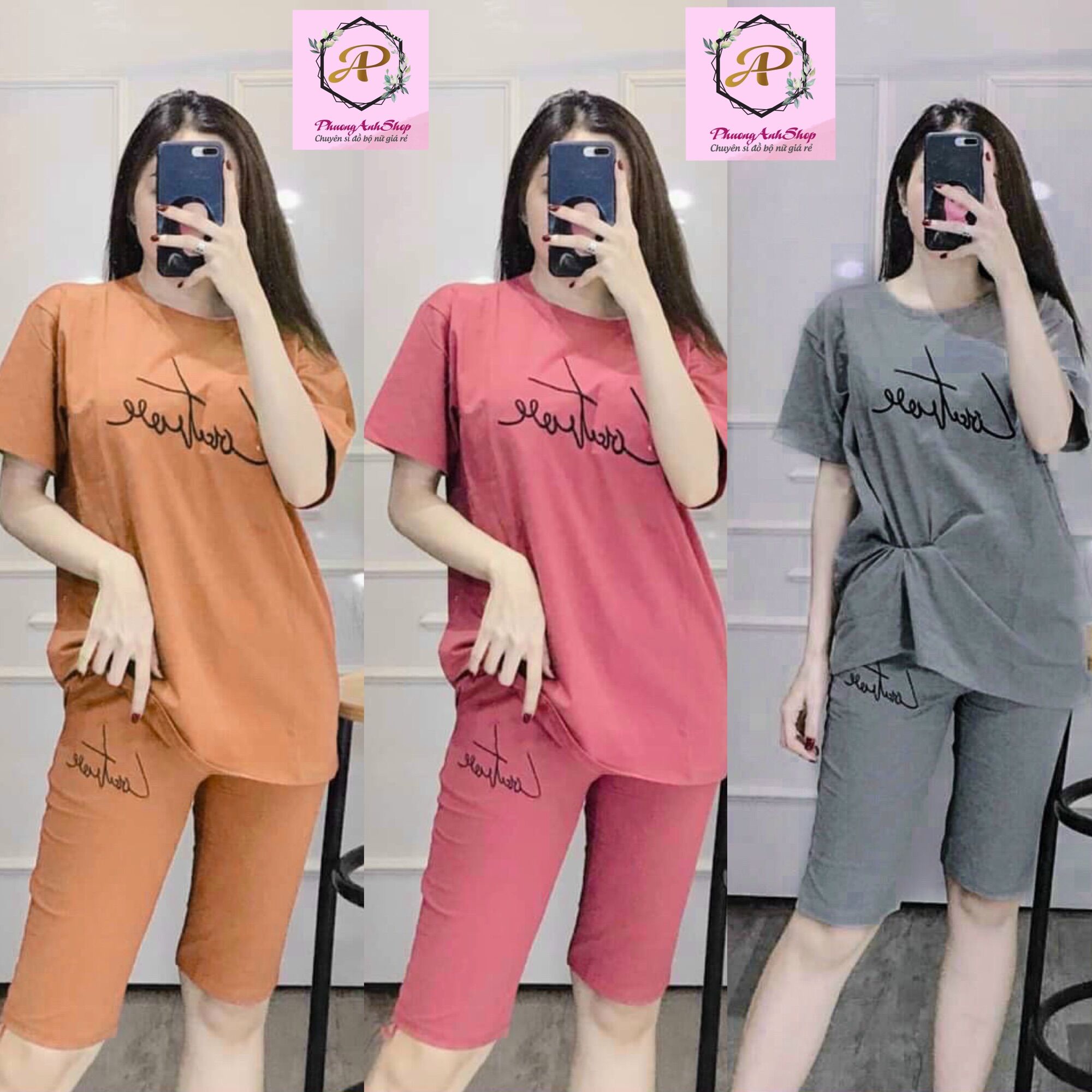 Đồ bộ lửng thêu chữ cực đẹp
