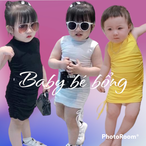 đầm body sát nách rút dây cho bé